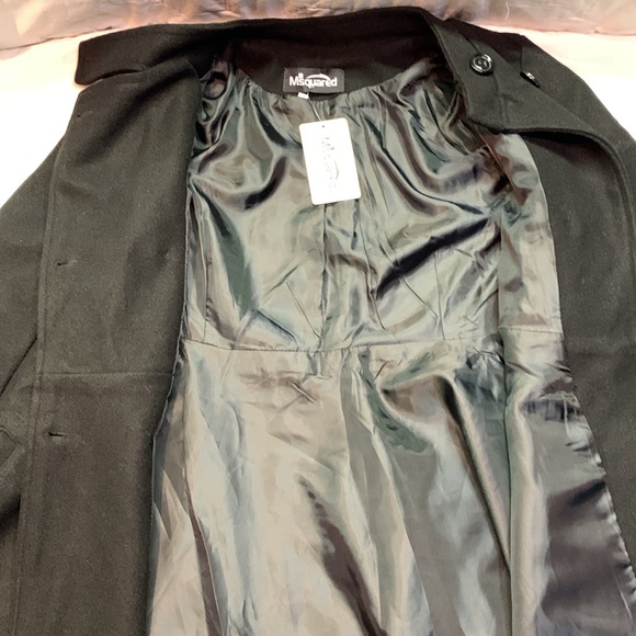 Black Double-Breasted Peacoat Stand Collar Fit & Flare Swing Coat NWT - Picture 3 of 10